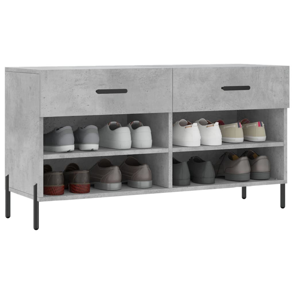 skobænk 102x35x55 cm konstrueret træ betongrå