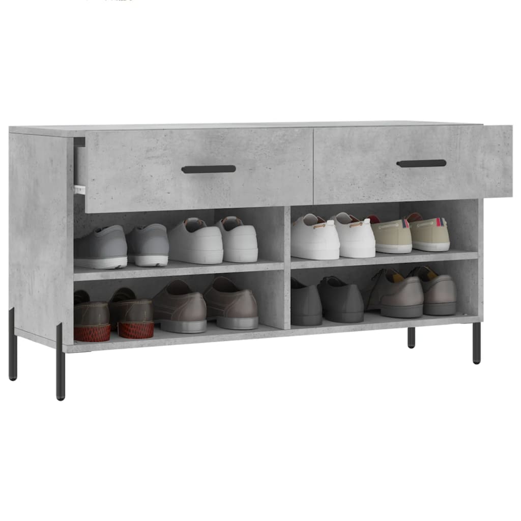 skobænk 102x35x55 cm konstrueret træ betongrå
