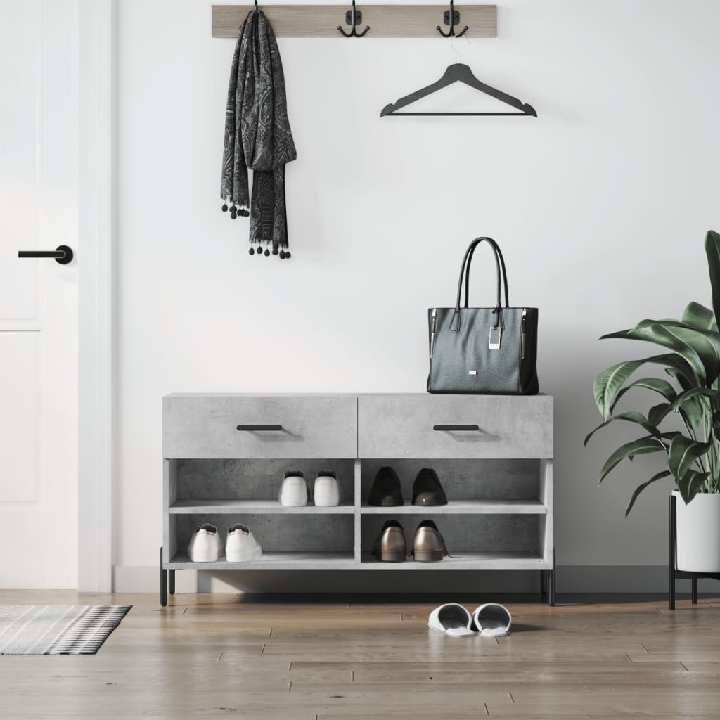 skobænk 102x35x55 cm konstrueret træ betongrå