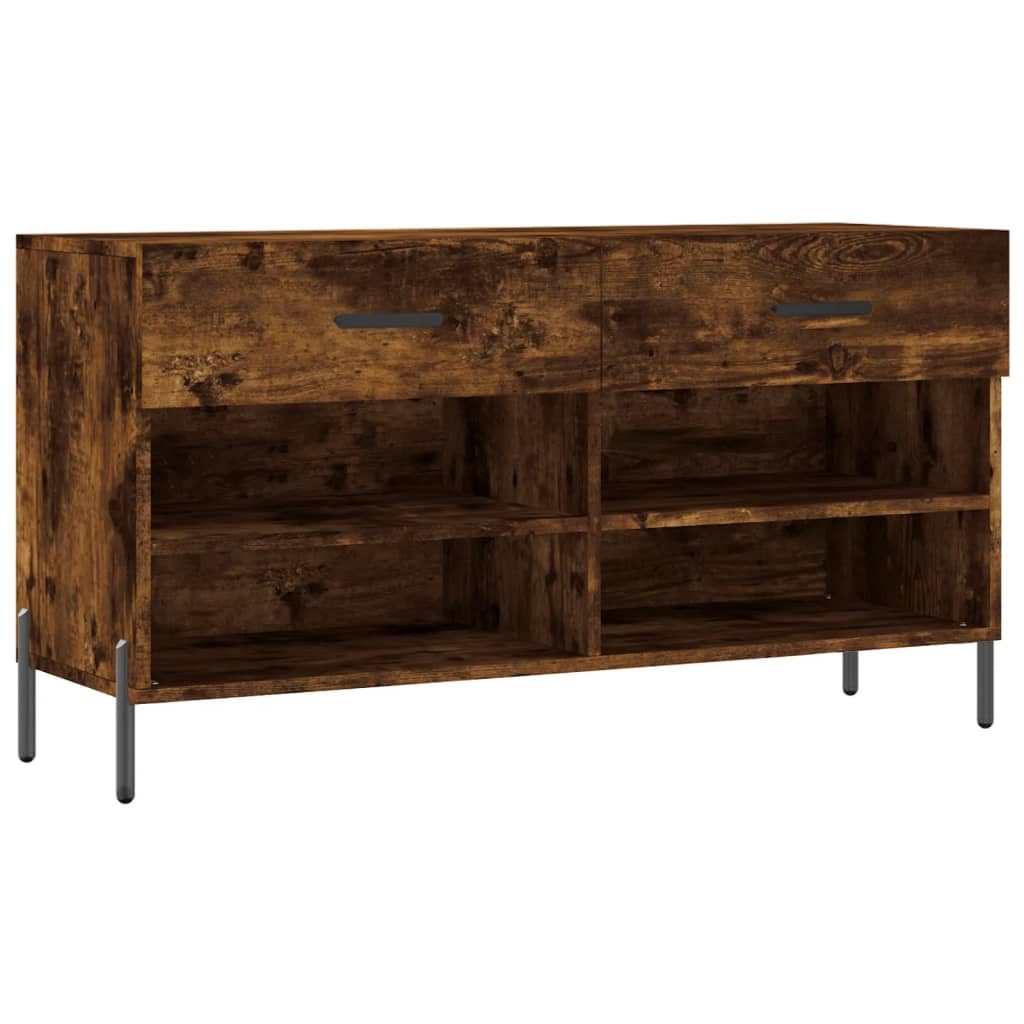 skobænk 102x35x55 cm konstrueret træ røget egetræsfarve