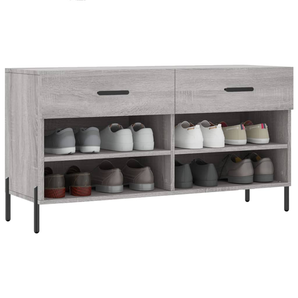 skobænk 102x35x55 cm konstrueret træ grå sonoma-eg