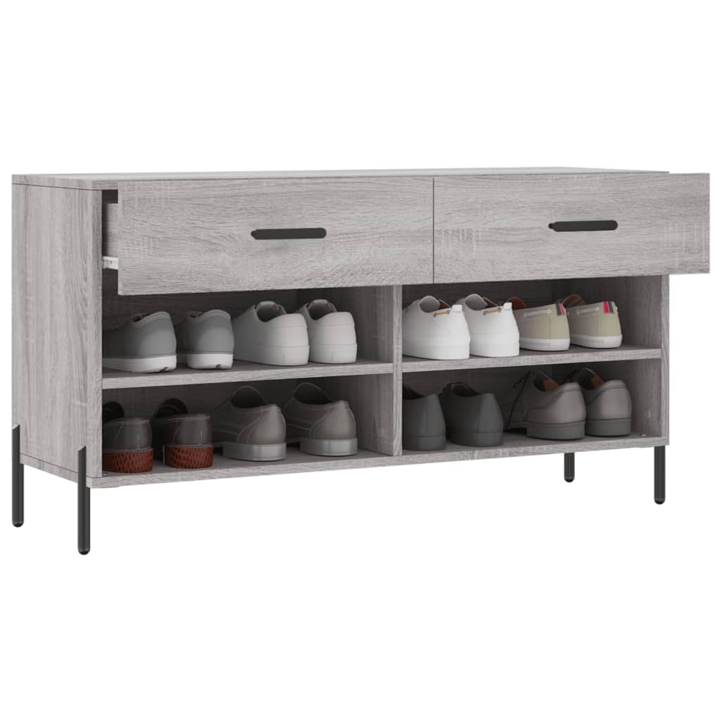 skobænk 102x35x55 cm konstrueret træ grå sonoma-eg