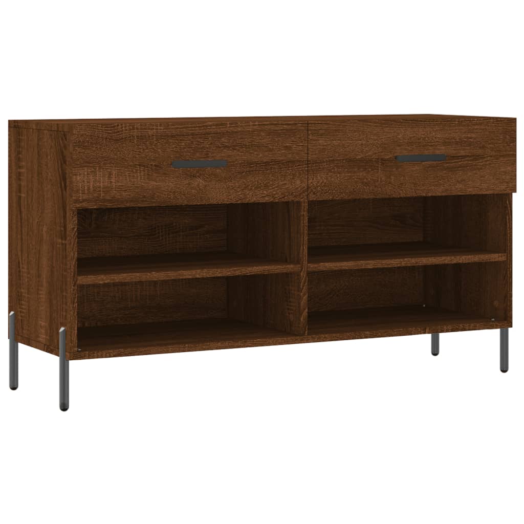 skobænk 102x35x55 cm konstrueret træ brun egetræsfarve