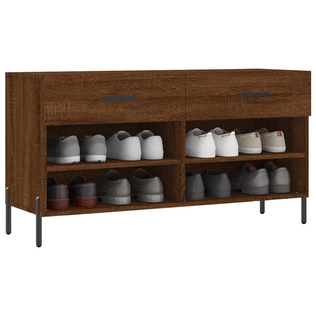skobænk 102x35x55 cm konstrueret træ brun egetræsfarve