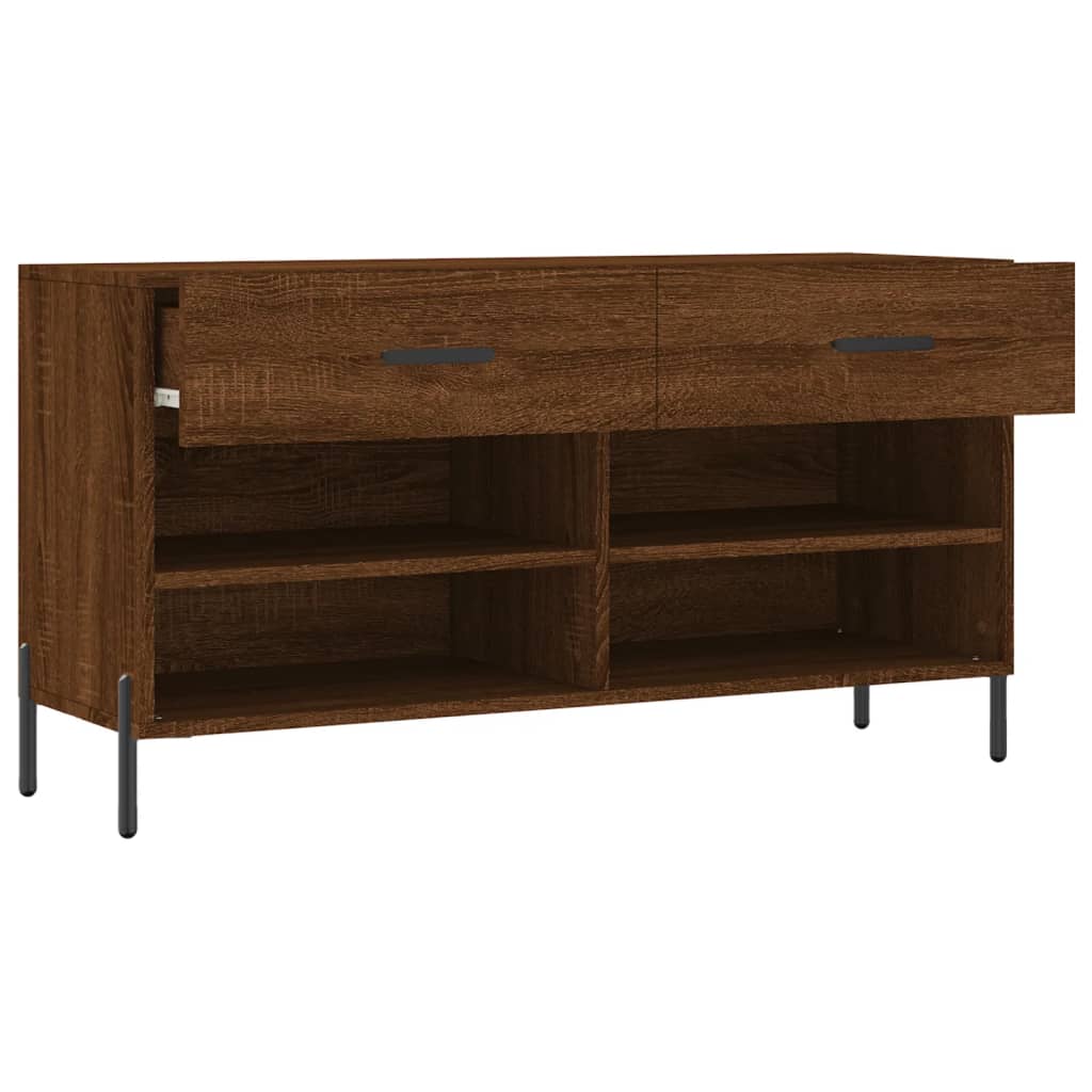 skobænk 102x35x55 cm konstrueret træ brun egetræsfarve