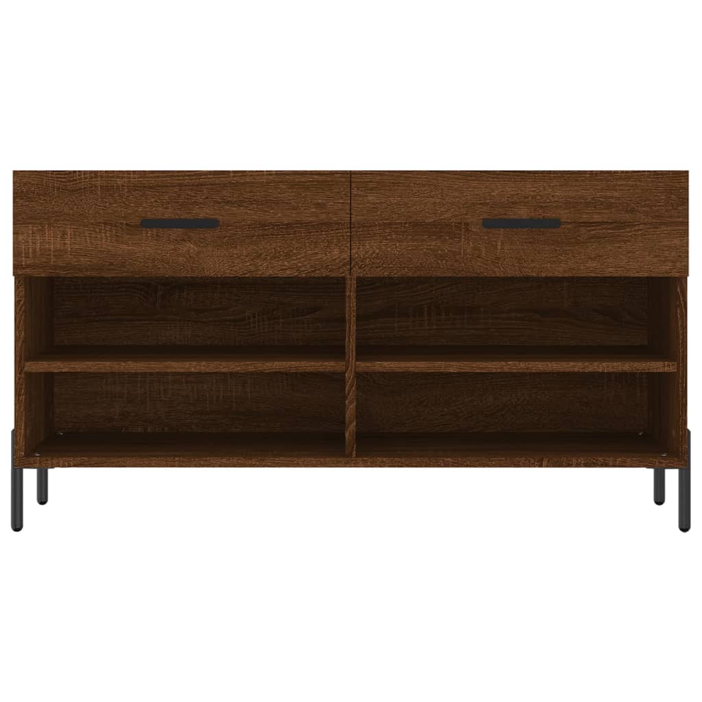 skobænk 102x35x55 cm konstrueret træ brun egetræsfarve