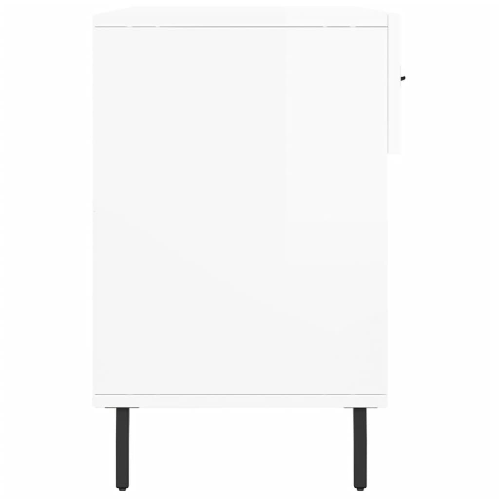 skobænk 102x35x55 cm konstrueret træ hvid højglans