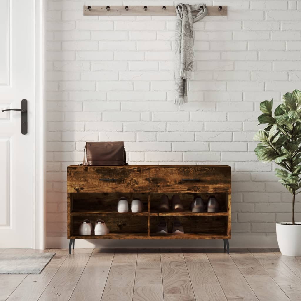 skobænk 102x35x55 cm konstrueret træ røget egetræsfarve