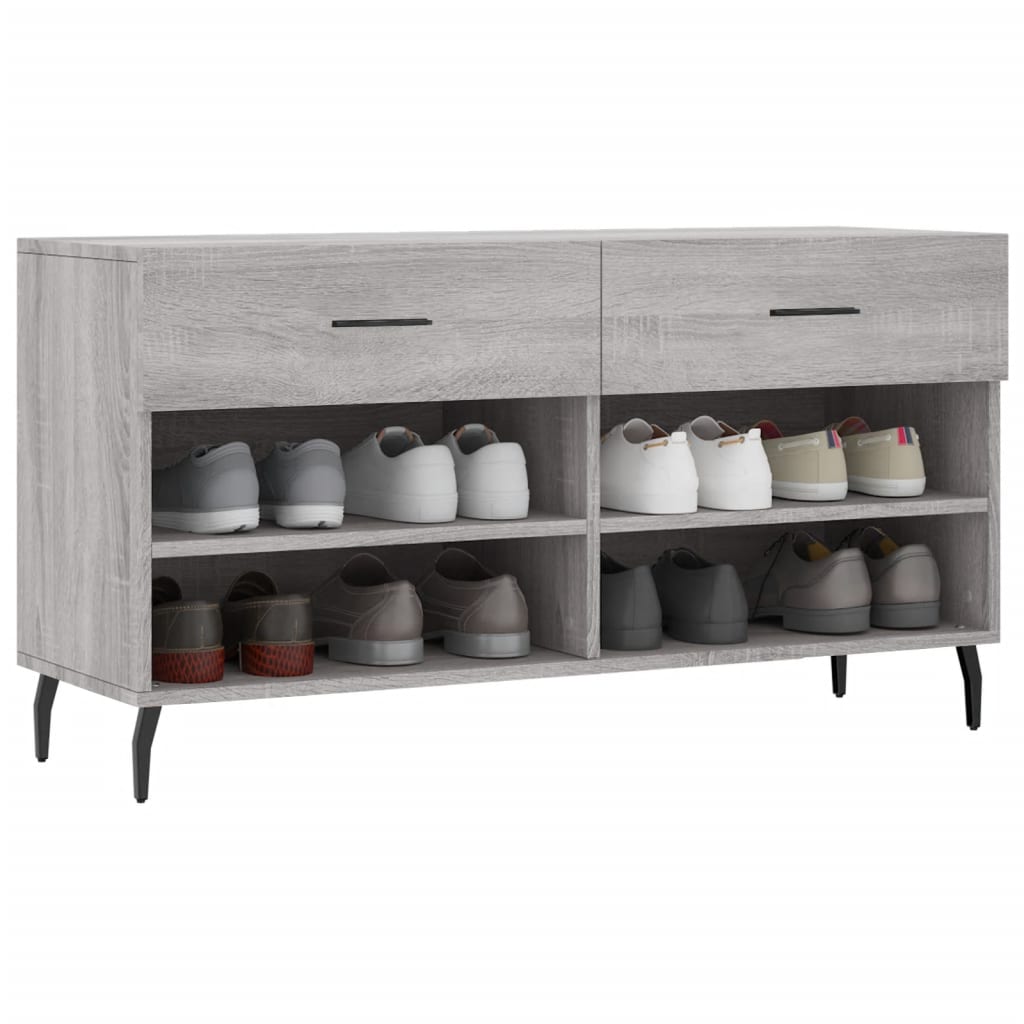 skobænk 102x35x55 cm konstrueret træ grå sonoma-eg