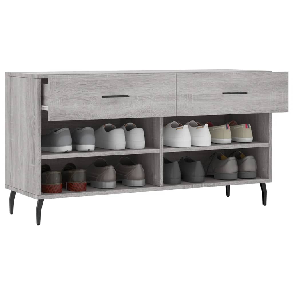 skobænk 102x35x55 cm konstrueret træ grå sonoma-eg