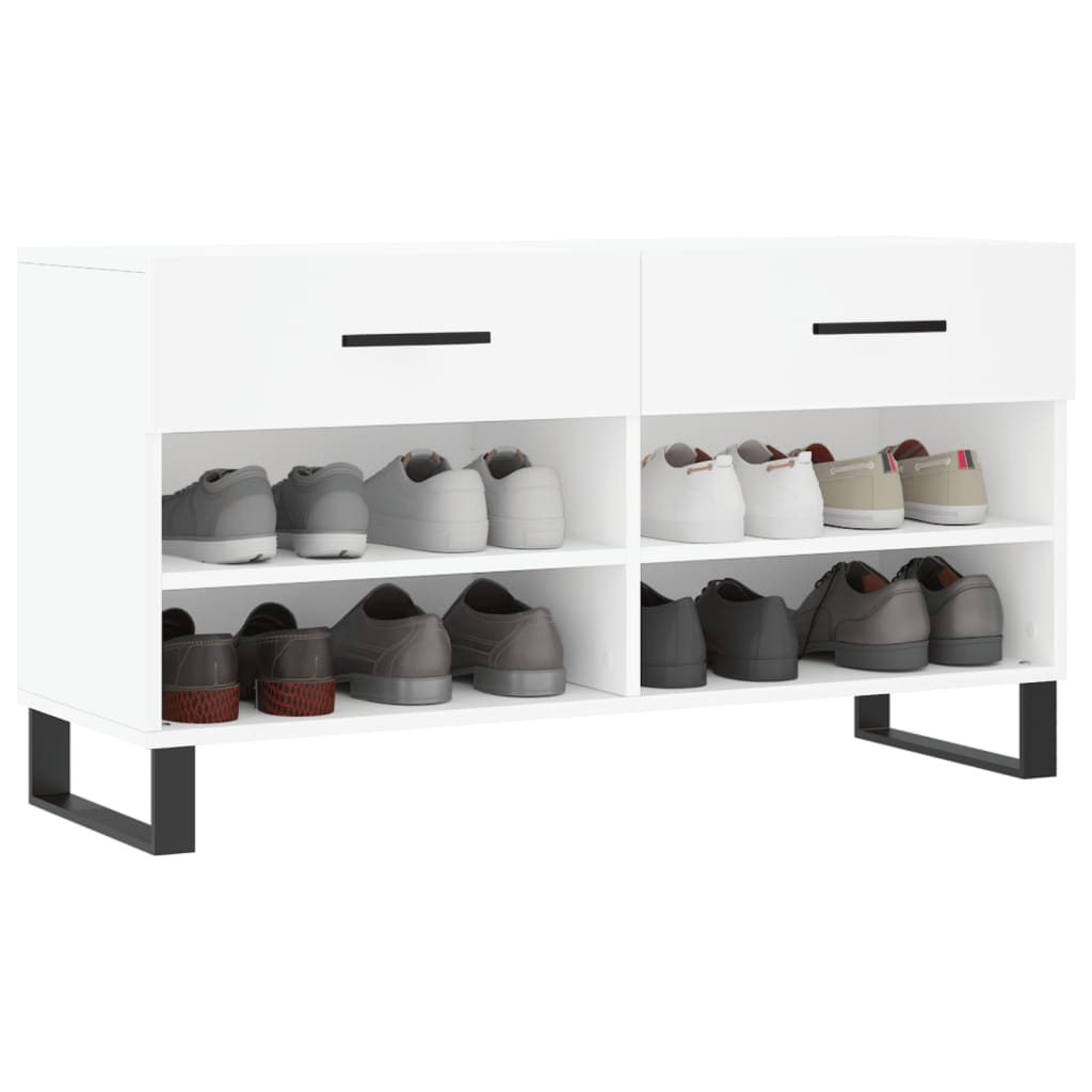 skobænk 102x35x55 cm konstrueret træ hvid