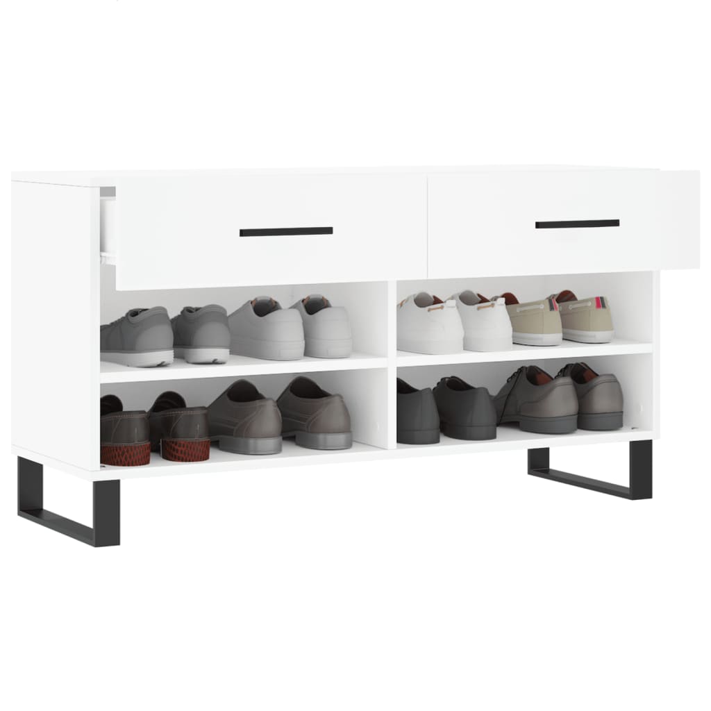 skobænk 102x35x55 cm konstrueret træ hvid