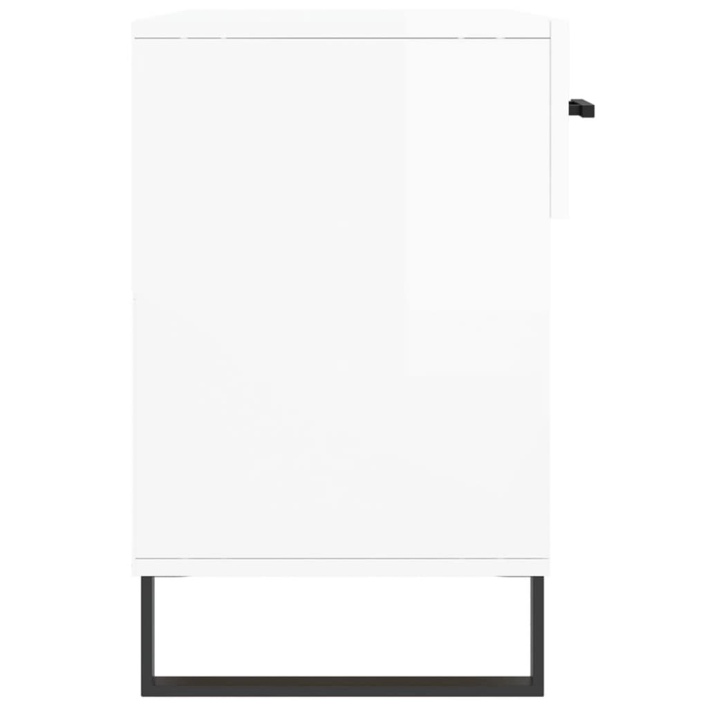 skobænk 102x35x55 cm konstrueret træ hvid højglans