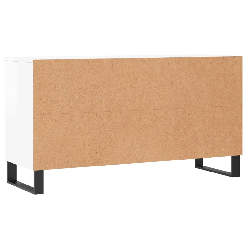 skobænk 102x35x55 cm konstrueret træ hvid højglans
