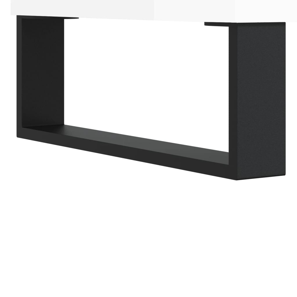 skobænk 102x35x55 cm konstrueret træ hvid højglans