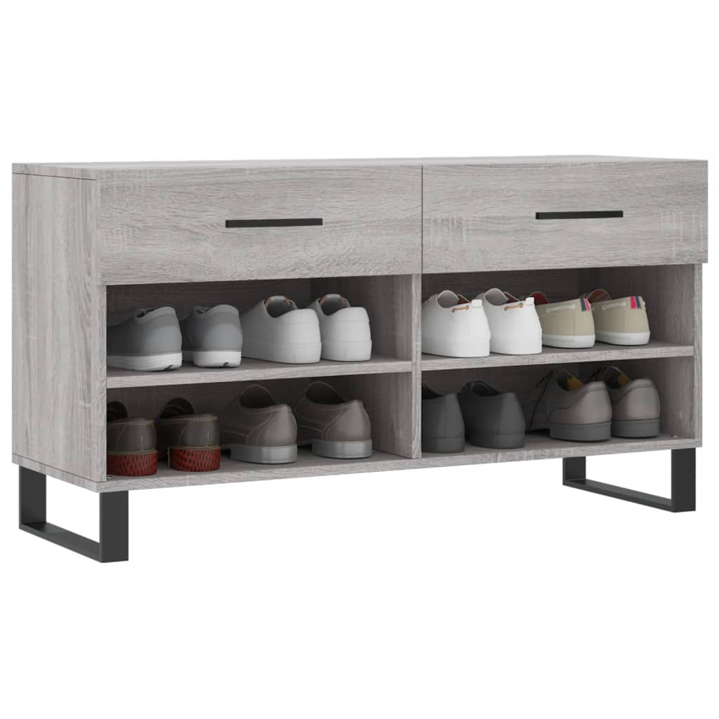 skobænk 102x35x55 cm konstrueret træ grå sonoma-eg