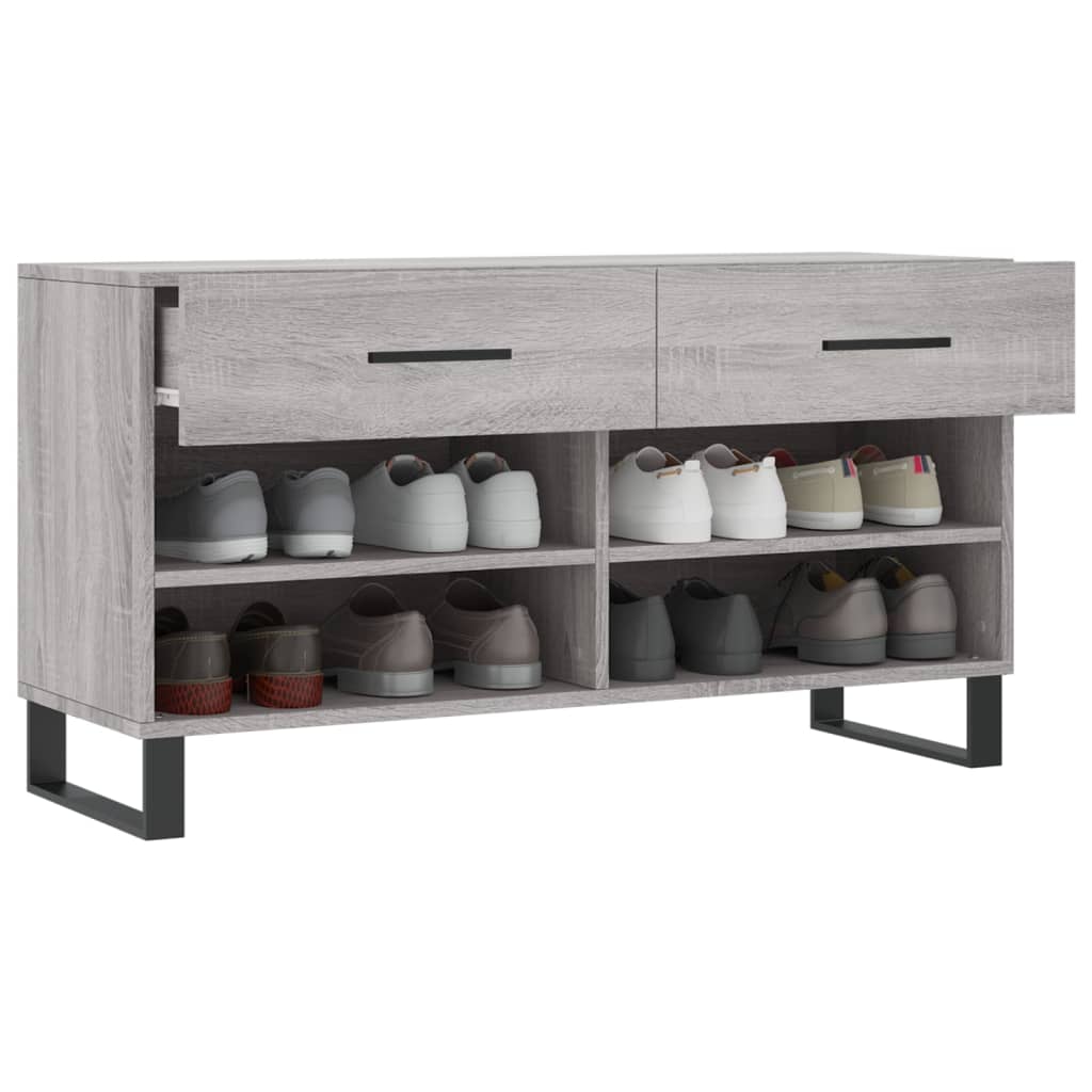 skobænk 102x35x55 cm konstrueret træ grå sonoma-eg
