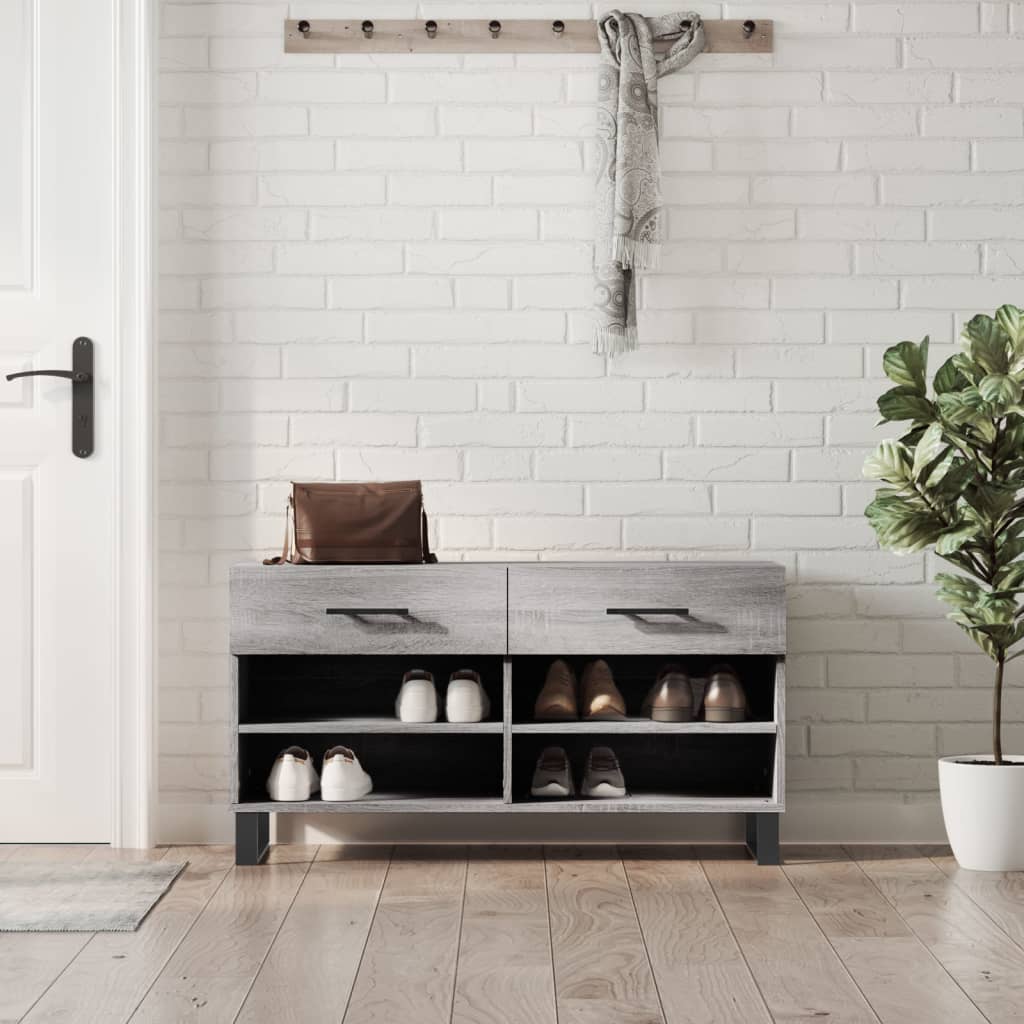 skobænk 102x35x55 cm konstrueret træ grå sonoma-eg