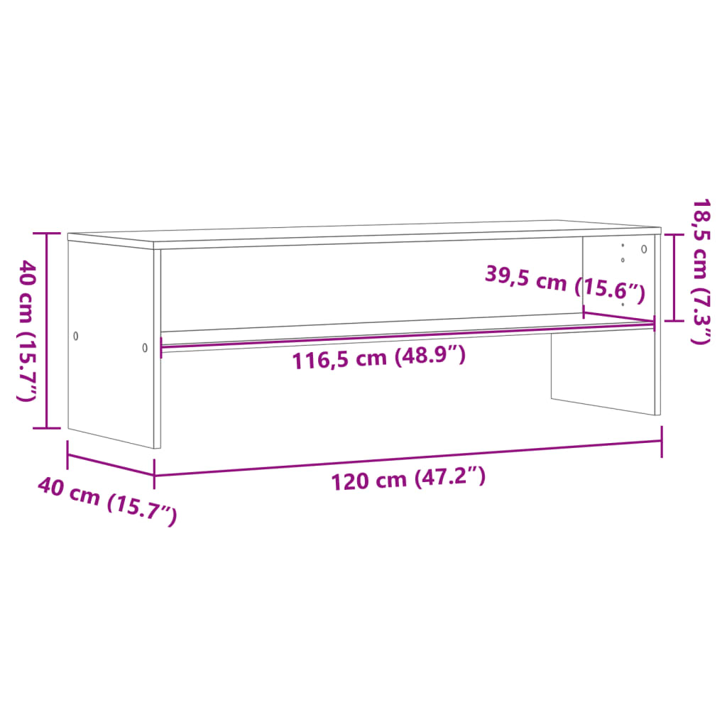 tv-bord 120x40x40 cm konstrueret træ røget egetræsfarve