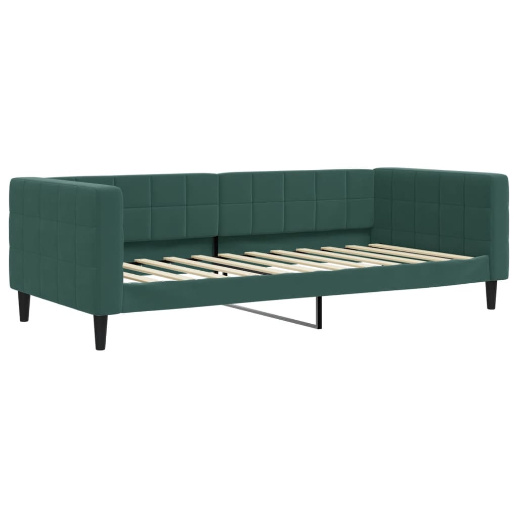 daybed med udtræk og skuffer 90x200 cm velour mørkegrøn
