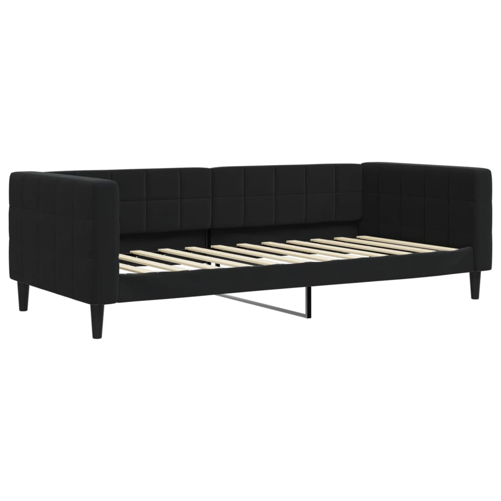 daybed med udtræk og skuffer 90x200 cm velour sort