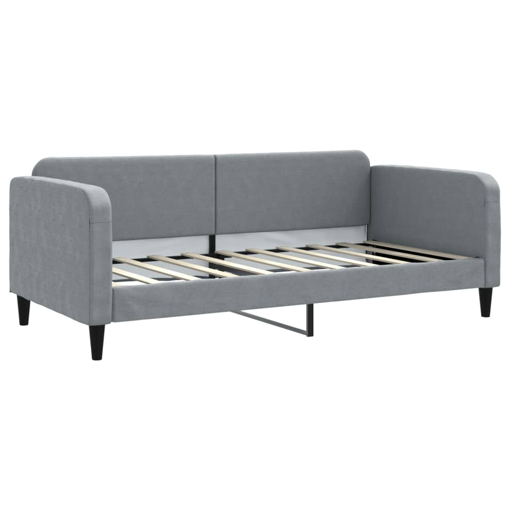 daybed med udtræk og madras 90x190 cm stof lysegrå