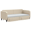 daybed med udtræk og skuffer 80x200 cm stof cremefarvet