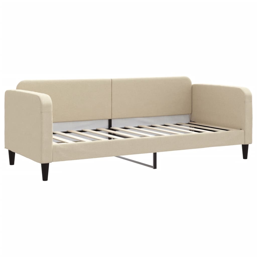 daybed med udtræk og skuffer 80x200 cm stof cremefarvet