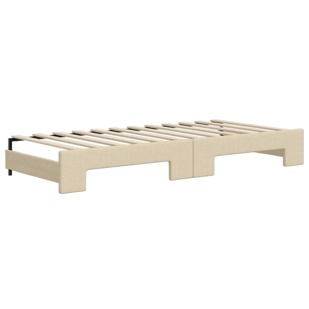 daybed med udtræk og skuffer 80x200 cm stof cremefarvet