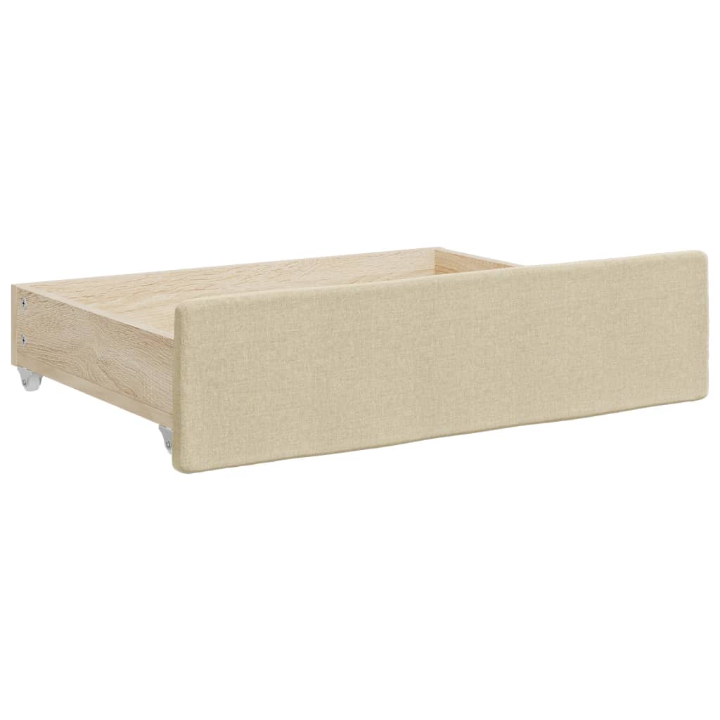 daybed med udtræk og skuffer 80x200 cm stof cremefarvet