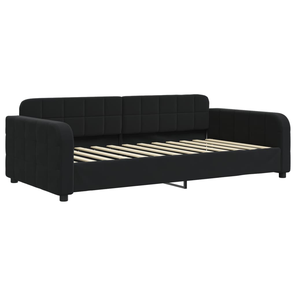 daybed med udtræk og skuffer 90x200 cm velour sort