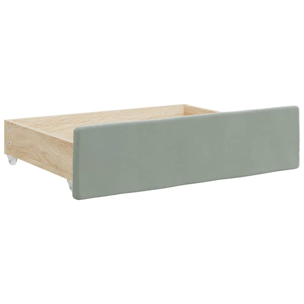 daybed med udtræk og skuffer 90x190 cm velour lysegrå