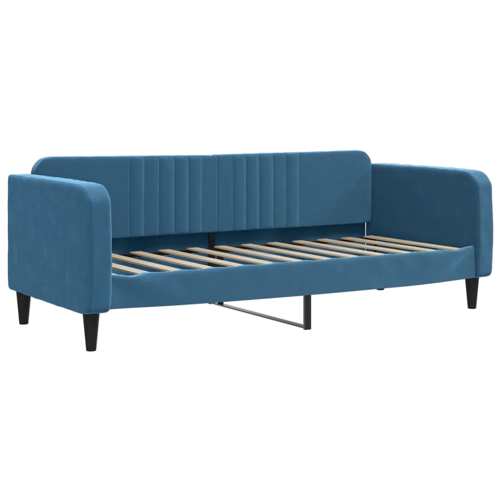 daybed med udtræk og skuffer 80x200 cm stof blå