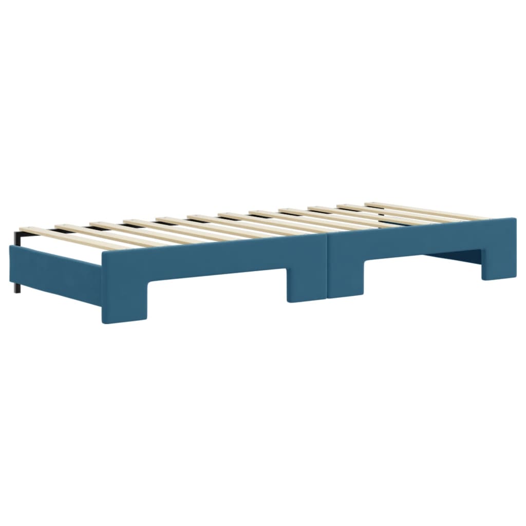 daybed med udtræk og skuffer 80x200 cm stof blå