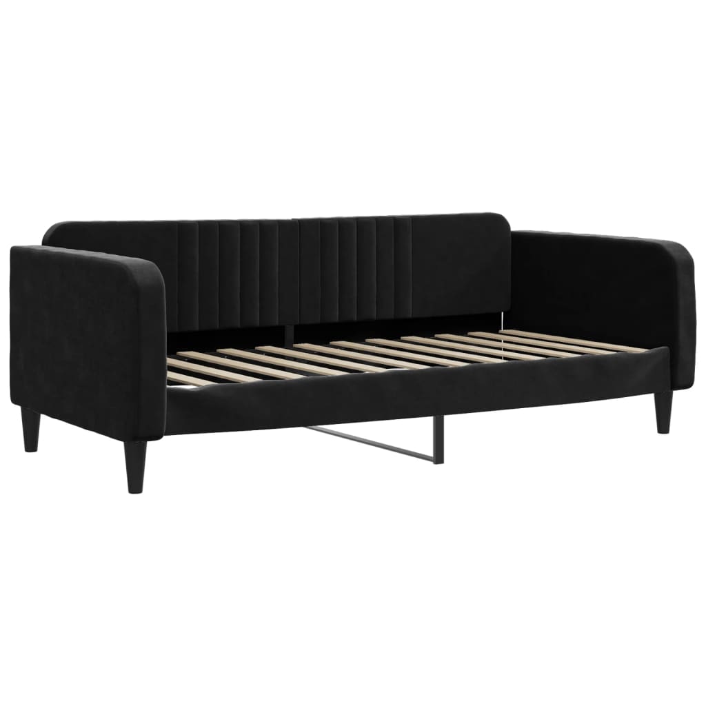 daybed med udtræk og skuffer 90x200 cm velour sort