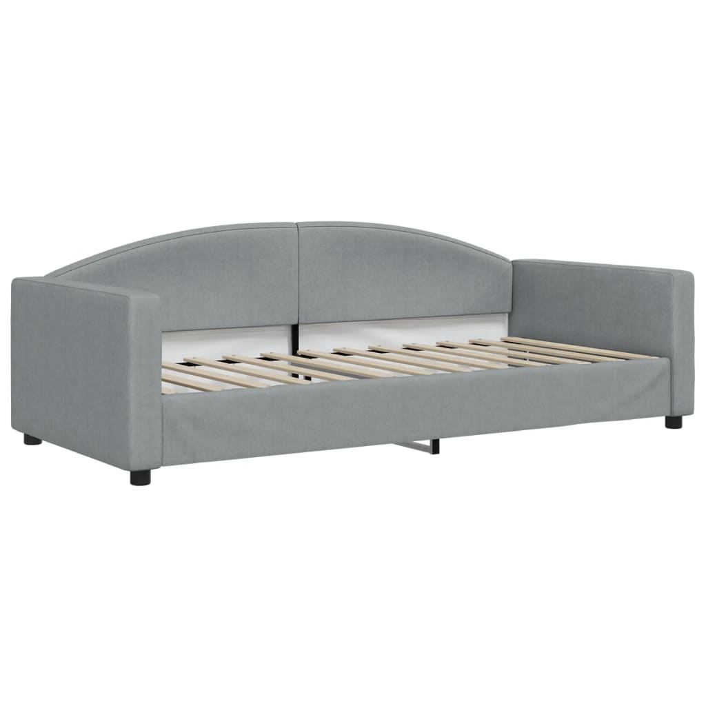 daybed med udtræk og skuffer 90x190 cm stof lysegrå