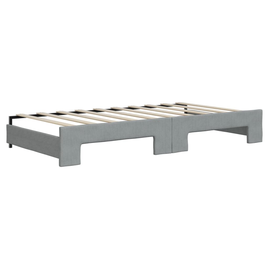 daybed med udtræk og skuffer 90x190 cm stof lysegrå