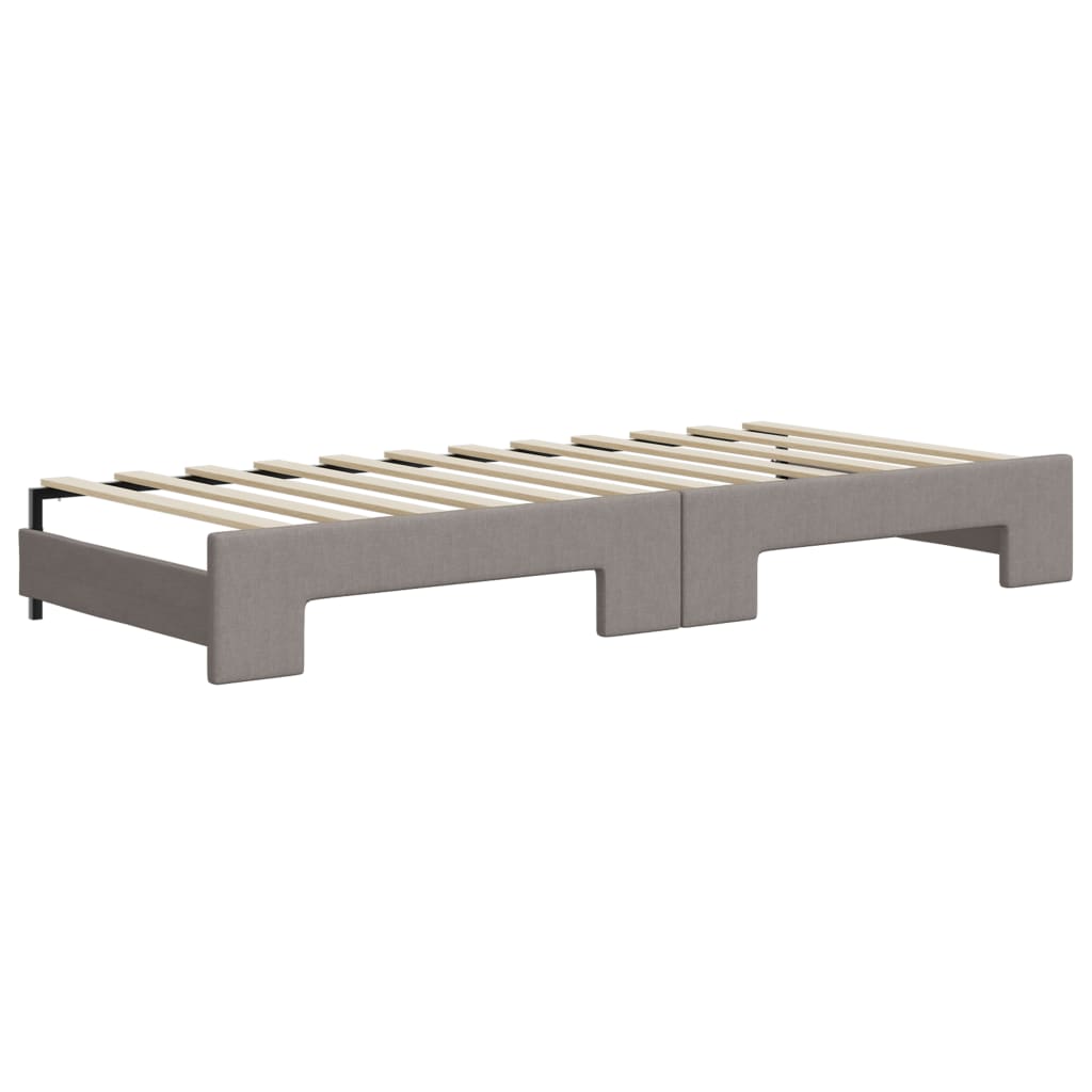 daybed med udtræk og skuffer 80x200 cm stof gråbrun