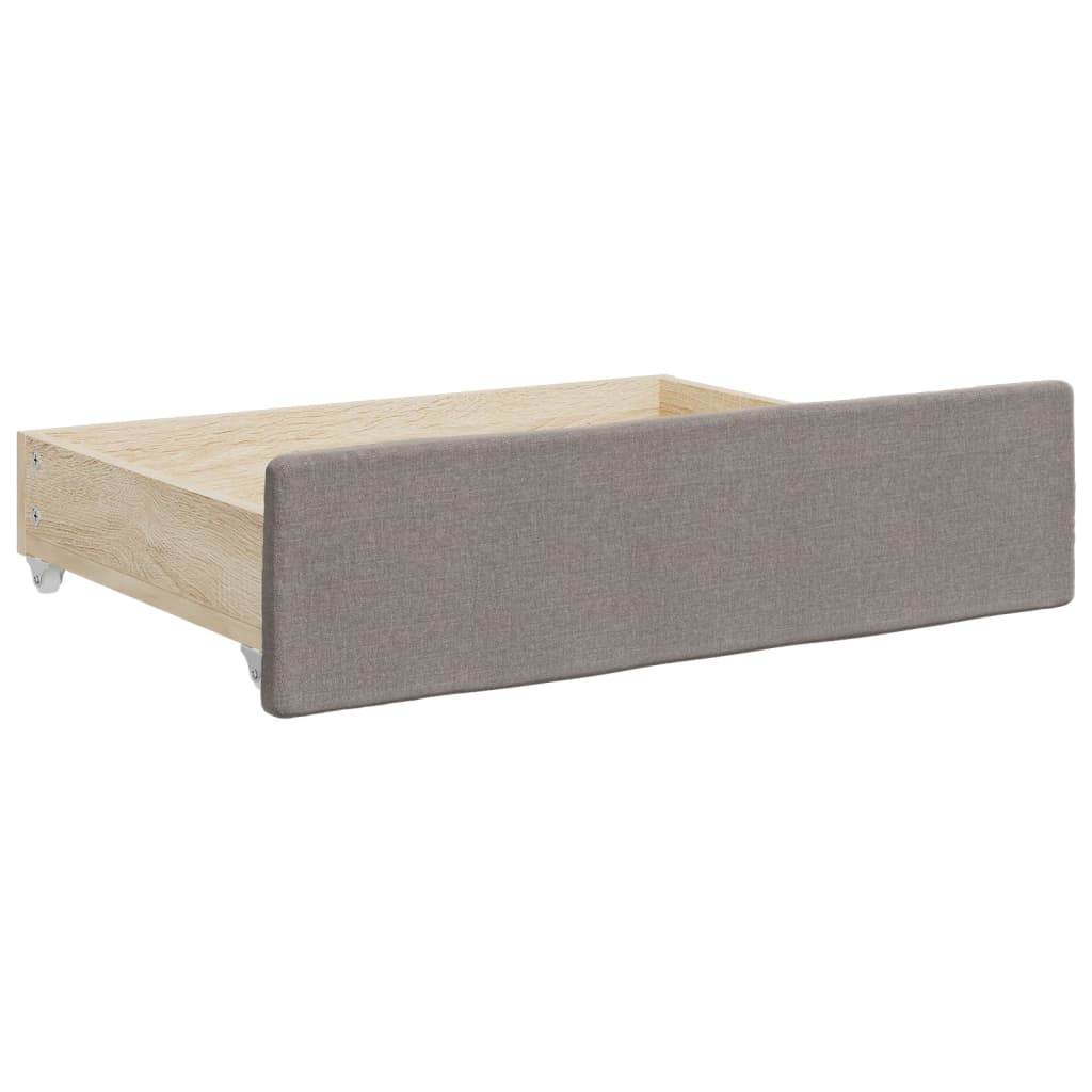 daybed med udtræk og skuffer 80x200 cm stof gråbrun
