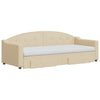 daybed med udtræk og skuffer 80x200 cm stof cremefarvet
