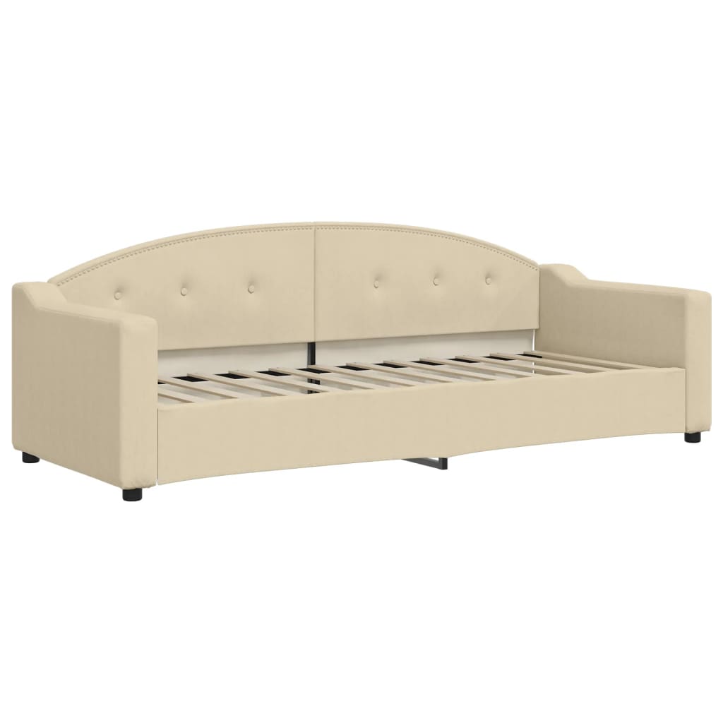 daybed med udtræk og skuffer 80x200 cm stof cremefarvet