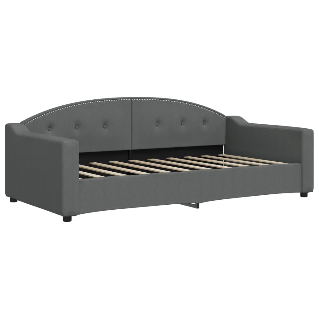 daybed med udtræk og skuffer 90x190 cm stof mørkegrå