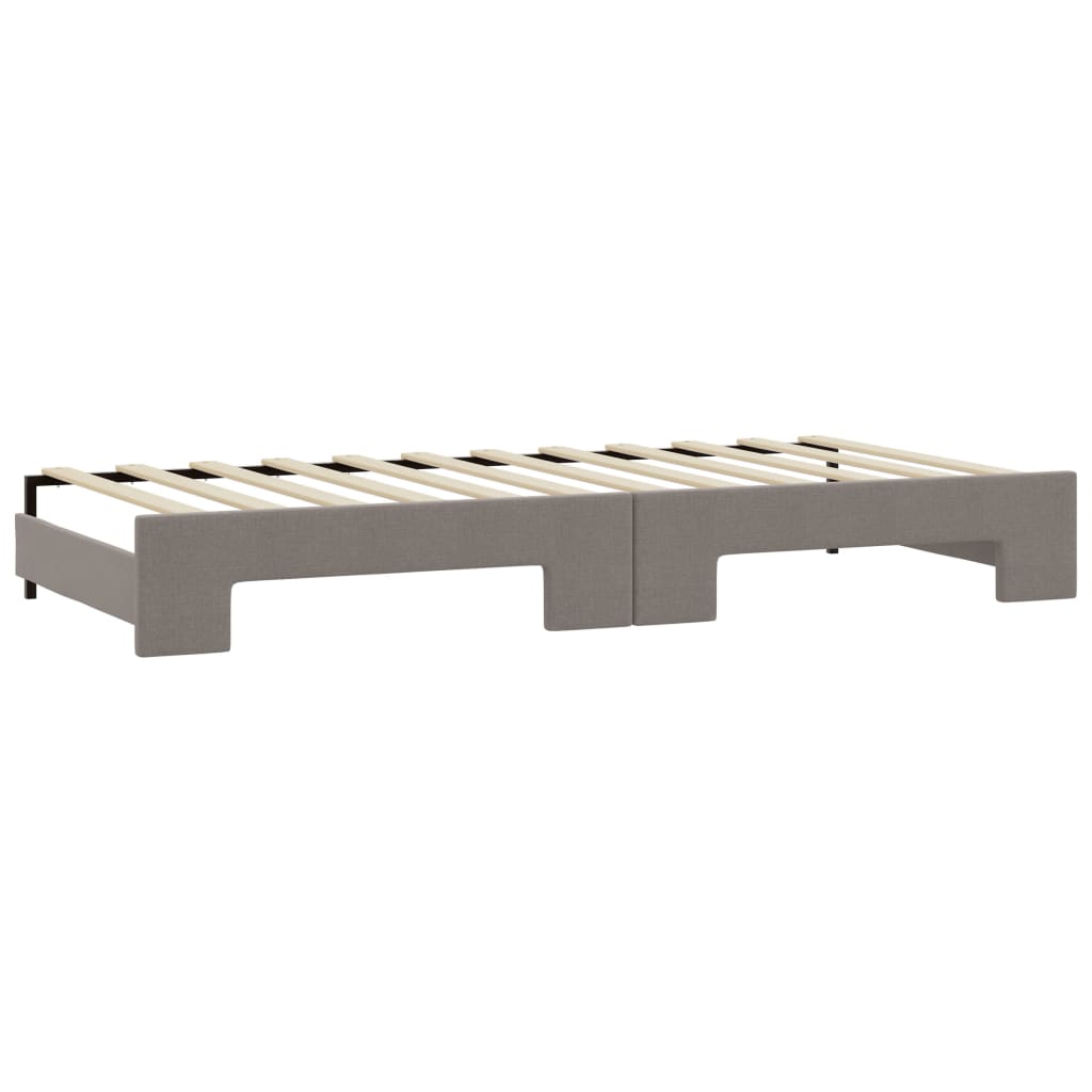 daybed med udtræk og skuffer 80x200 cm stof gråbrun