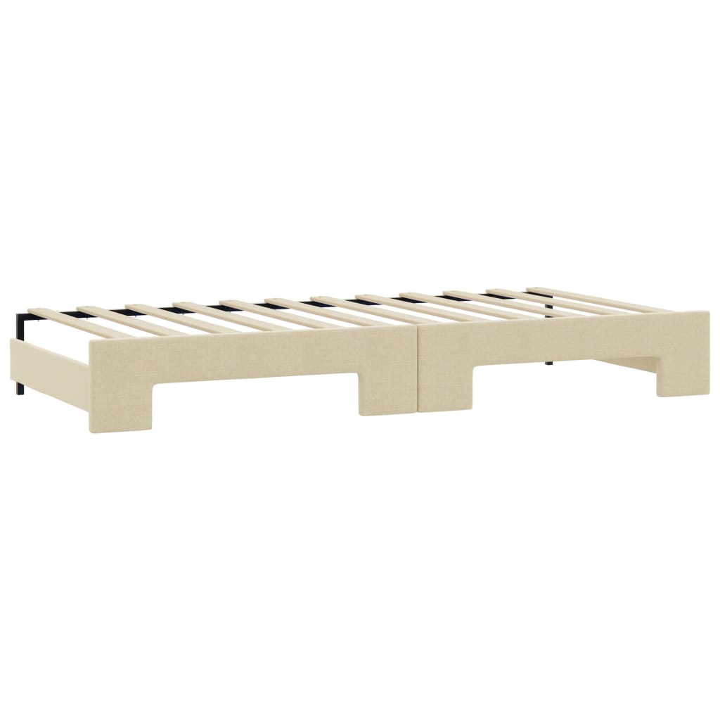 daybed med udtræk og skuffer 80x200 cm stof cremefarvet