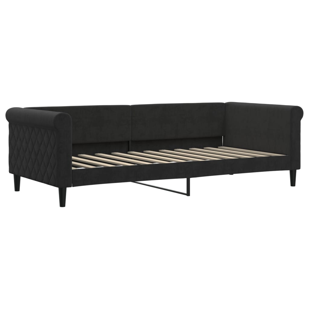 daybed med udtræk og skuffer 90x200 cm velour sort
