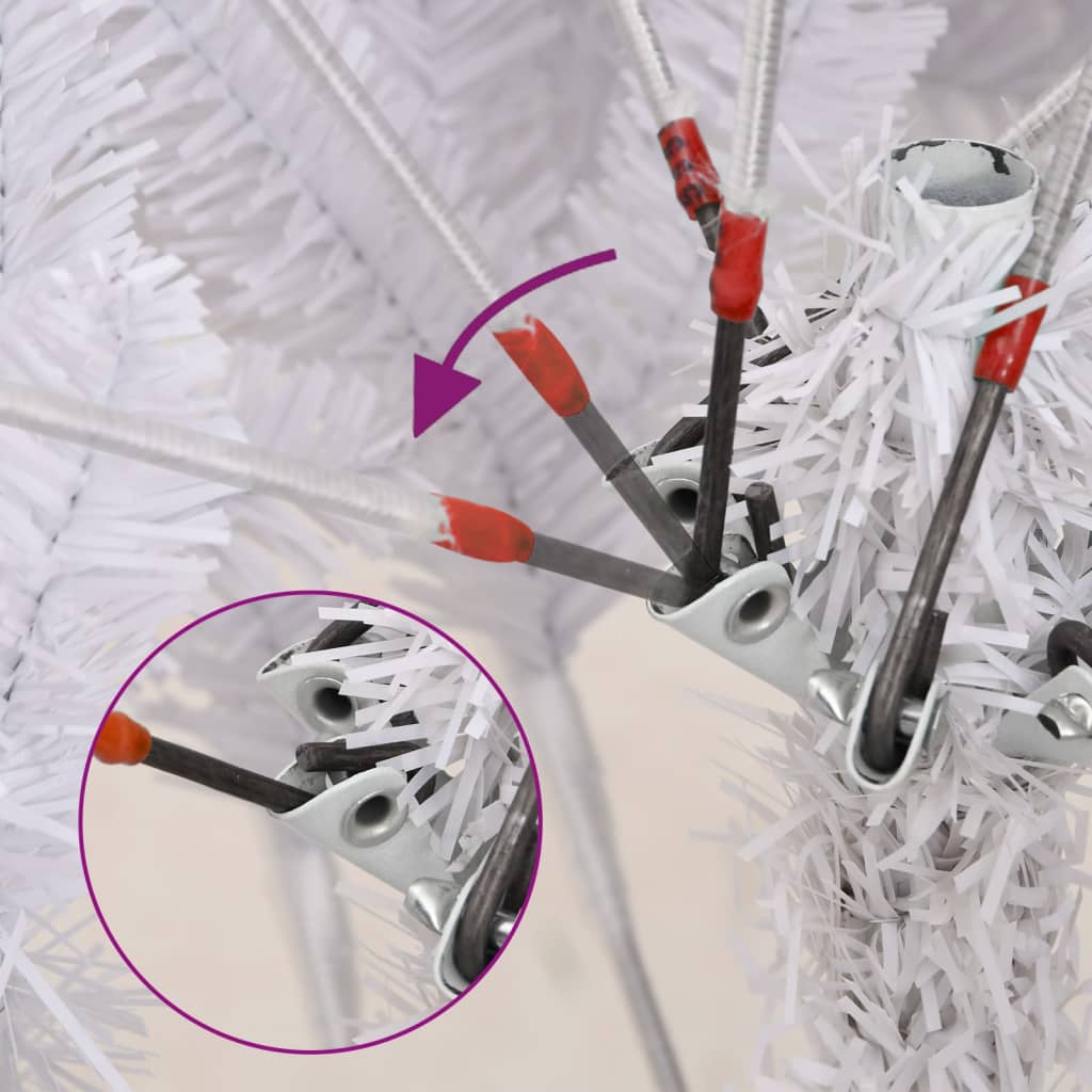 kunstigt juletræ med juletræsfod 240 cm hængslet hvid