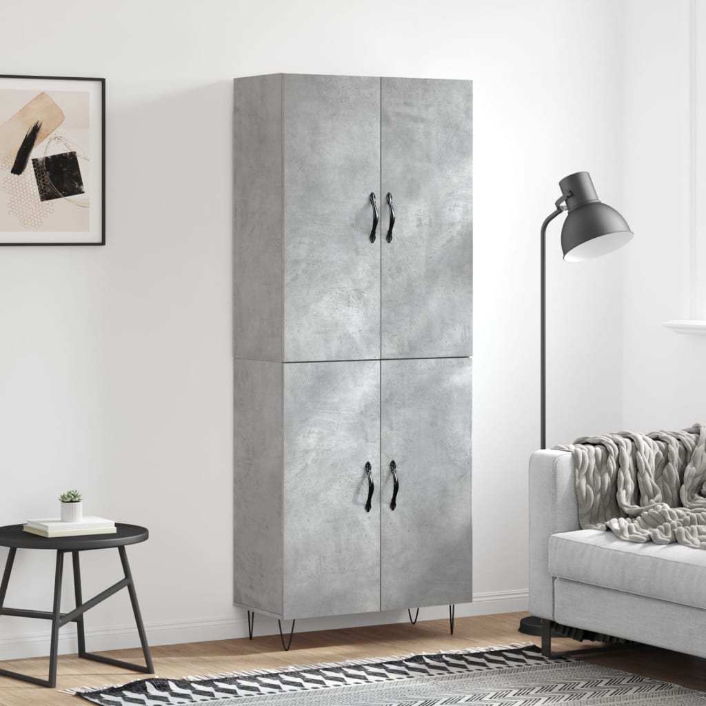højskab 69,5x34x180 cm konstrueret træ betongrå