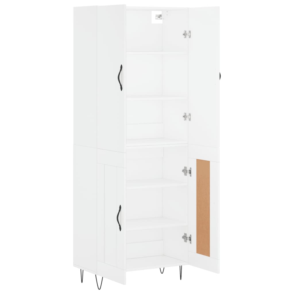 højskab 69,5x34x180 cm konstrueret træ hvid