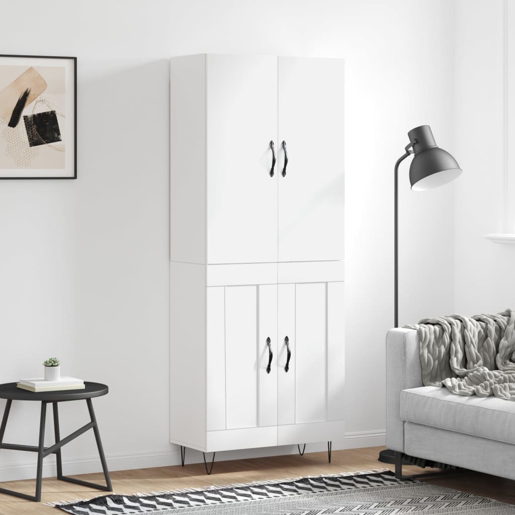 højskab 69,5x34x180 cm konstrueret træ hvid