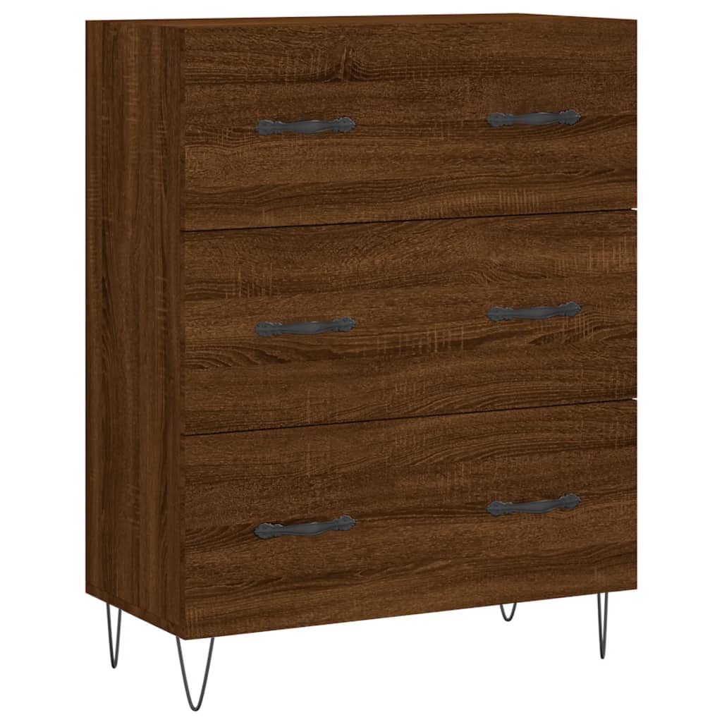 højskab 69,5x34x180 cm konstrueret træ brun egetræsfarve
